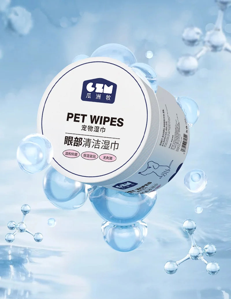 150Pcs Portable Pet Wipes Grooming Eyes Tear Stain Remover Clean Wet Paper Cat Dog Eye Wet Wipes Hygienic Grooming Pet Wipes