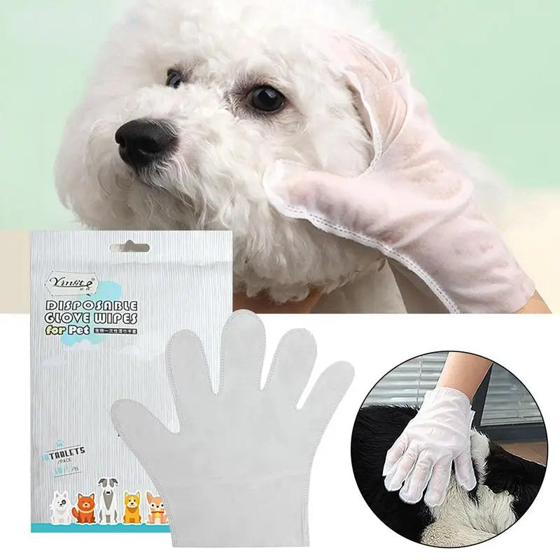 10Pcs Pet No Rinse Pet Wipes Pet Wash Free Gloves Rinse Free Shampoo Mittens For Dogs And Cats puppy accessories for cleaning