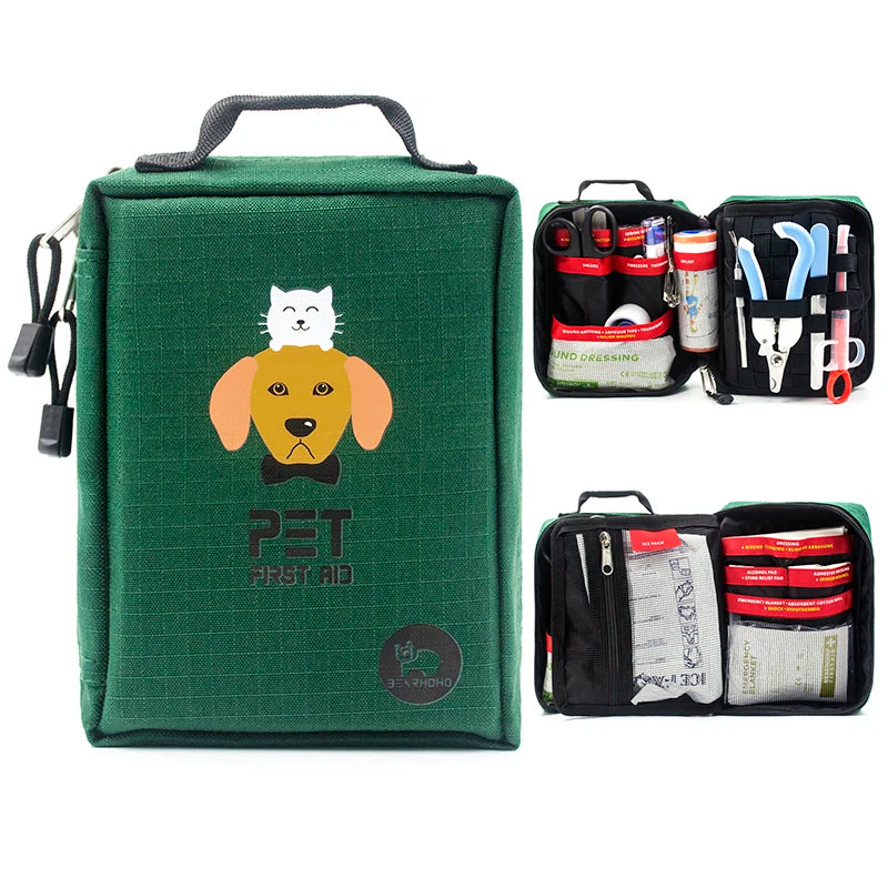 160pcs Full Dog First Aid Kit Pet Emergency Medical Case Portable Trauma Care Molle Pouch For Training Hiking Camping Hunting