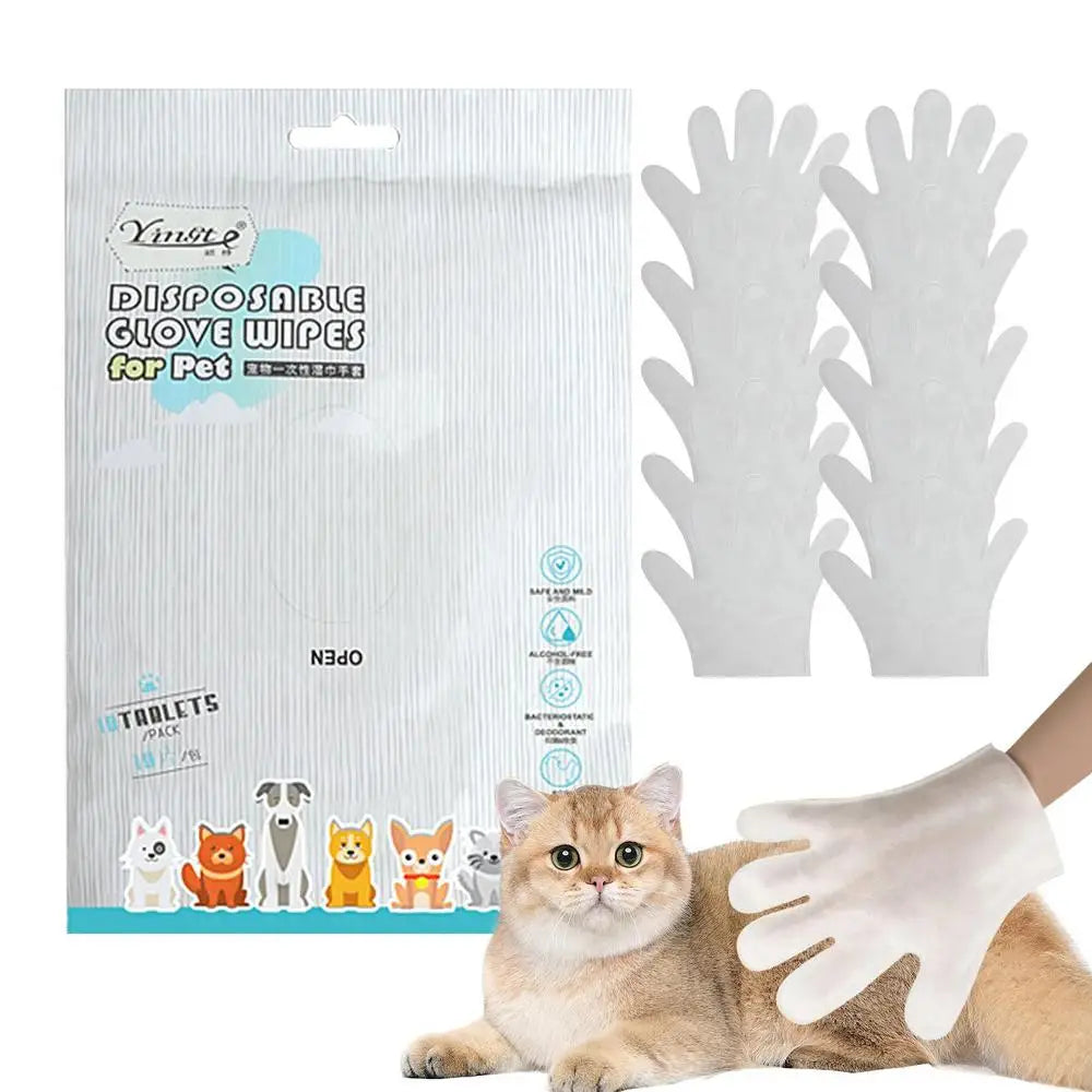 10Pcs Pet No Rinse Pet Wipes Pet Wash Free Gloves Rinse Free Shampoo Mittens For Dogs And Cats puppy accessories for cleaning